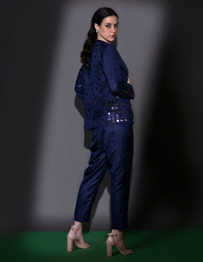 Midnight Blue Jumpsuit & Blazer Set
