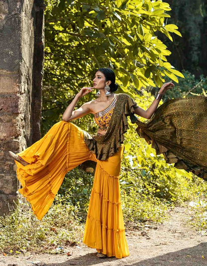 Mustard Yellow Sharara Set