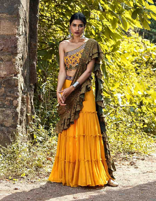 Mustard Yellow Sharara Set