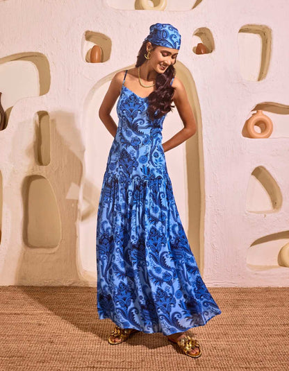 Mykonos Blue Maxi Dress