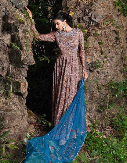 Peach Pink Anarkali Set