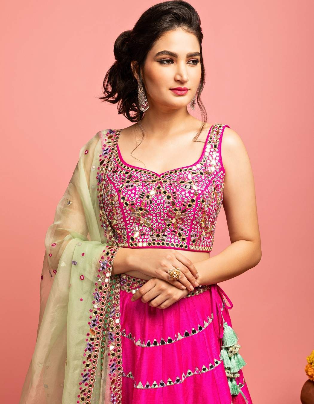 Pink Scalop Lehenga Set