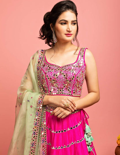 Pink Scalop Lehenga Set