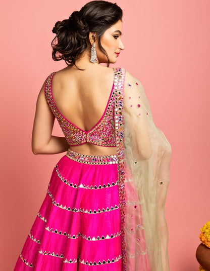 Pink Scalop Lehenga Set