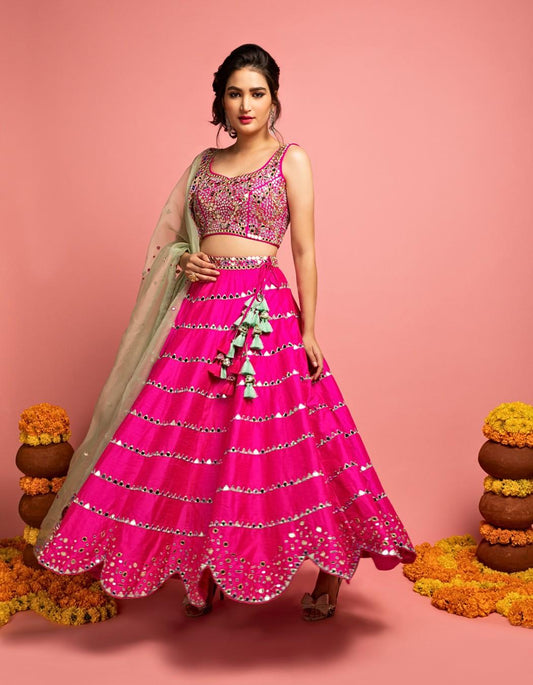 Pink Scalop Lehenga Set