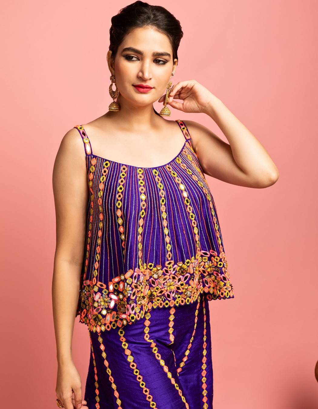 Purple Top & Sharara Set