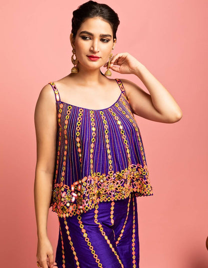 Purple Top & Sharara Set