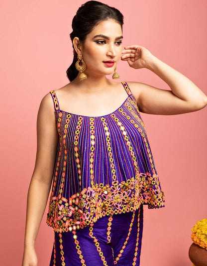 Purple Top & Sharara Set