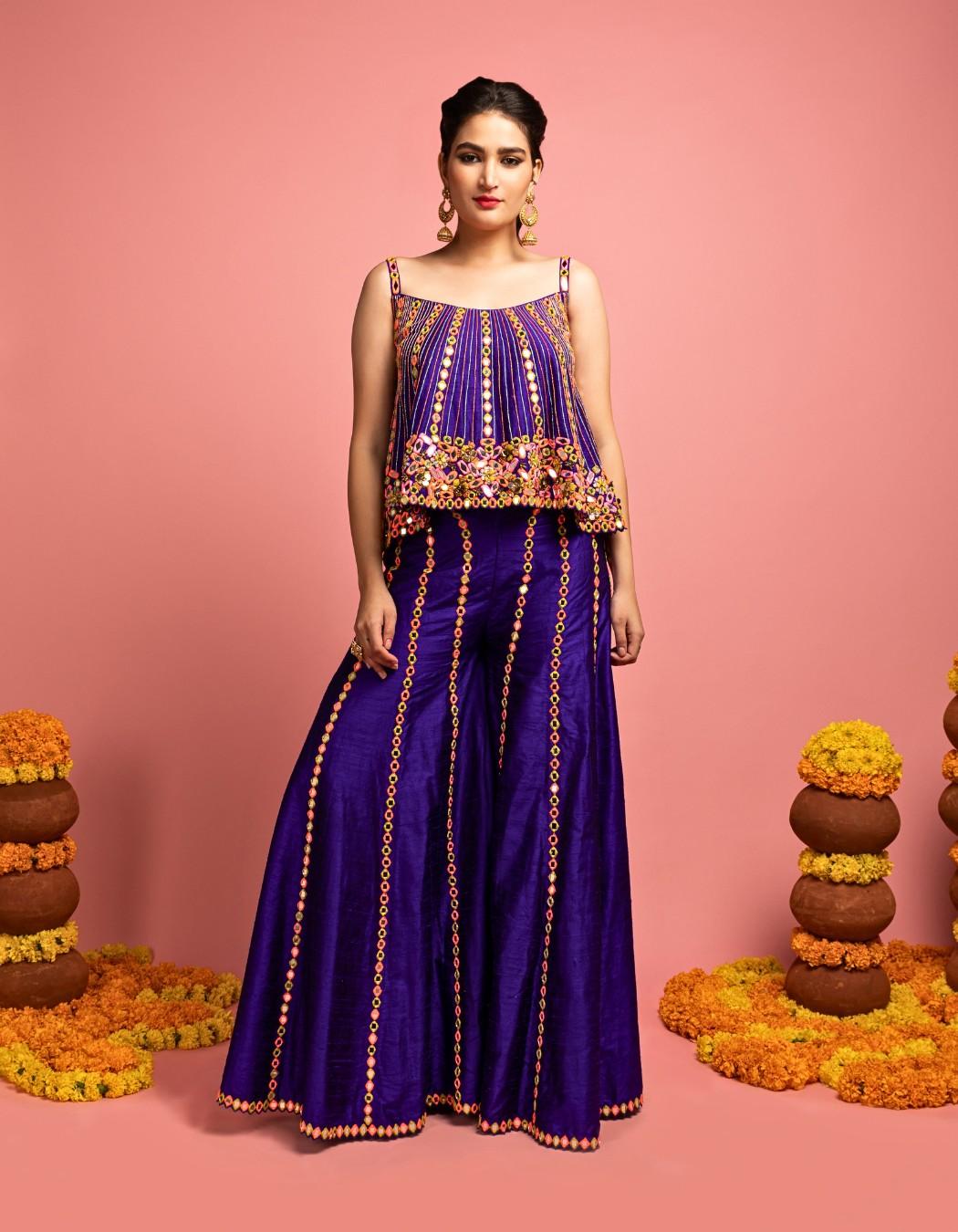 Purple Top & Sharara Set