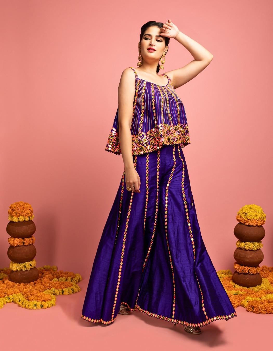 Purple Top & Sharara Set