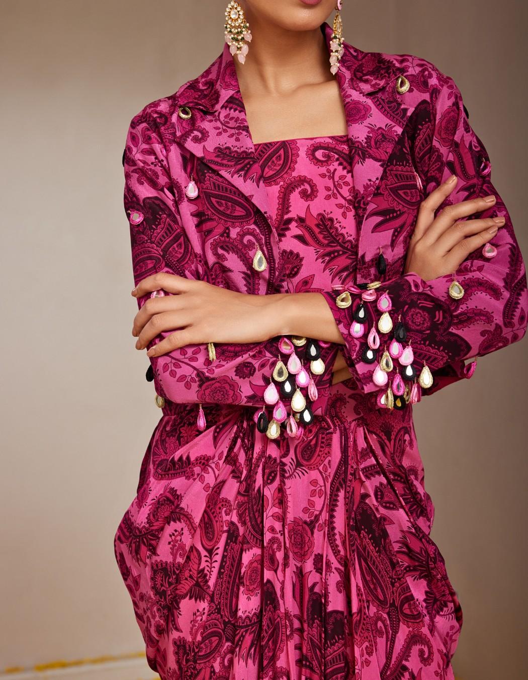 Radhi Rani Drape Skirt With Cropped Blazer