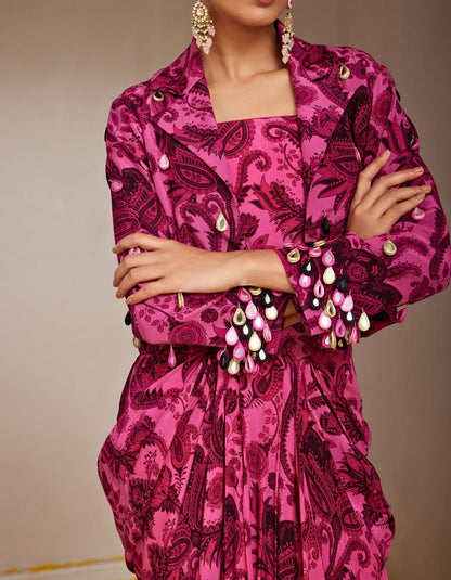 Radhi Rani Drape Skirt With Cropped Blazer