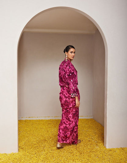 Radhi Rani Drape Skirt With Cropped Blazer