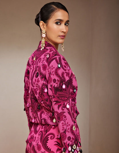 Radhi Rani Drape Skirt With Cropped Blazer