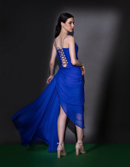 Royal Blue Draped Dress.