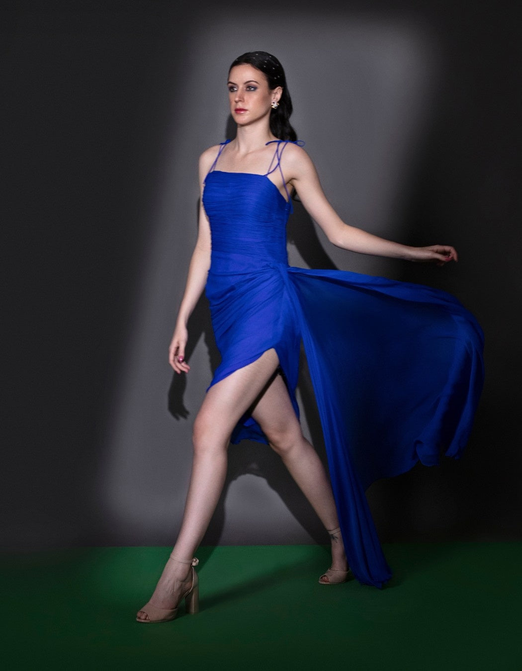 Royal Blue Draped Dress.
