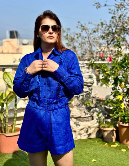 Royal Blue Shirt & Shorts Set