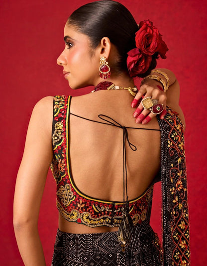 Saree Drape Set with Low-Crotch Pants