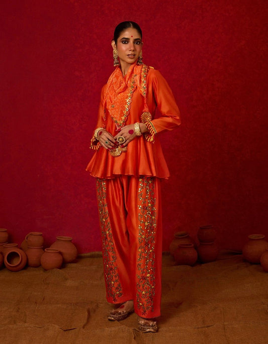Short Peplum Kurta and Farshi Pants
