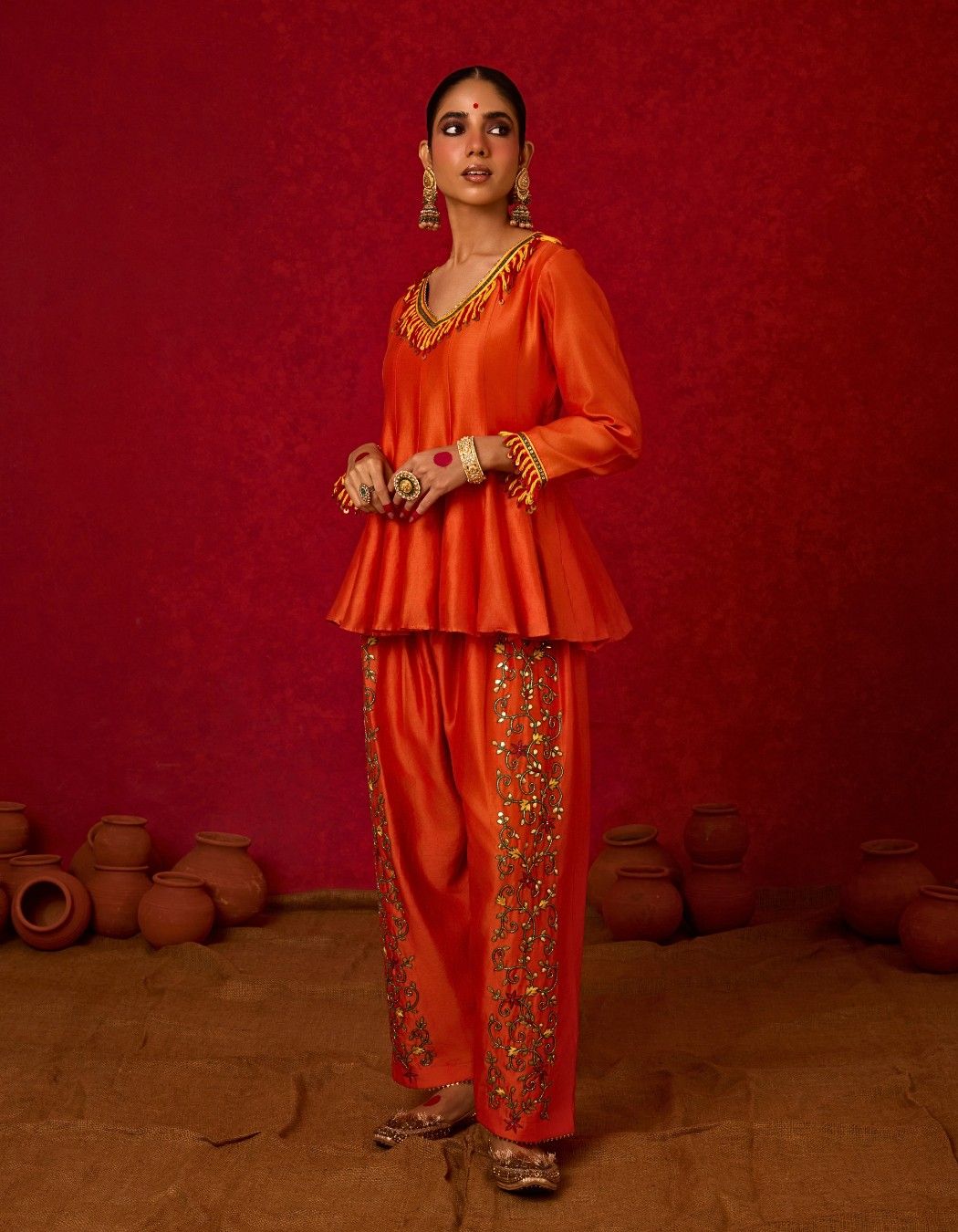 Short Peplum Kurta and Farshi Pants