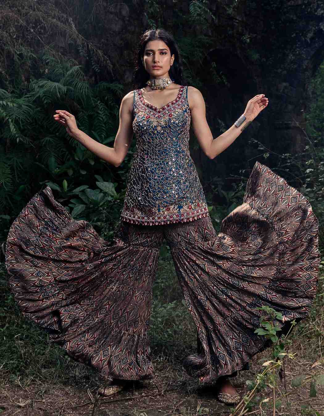 Teal Blue Kurta-Sharara Set