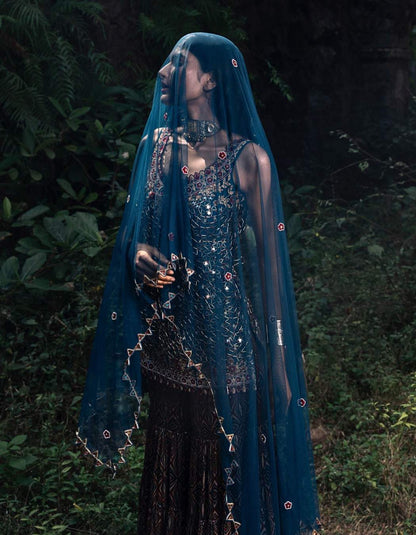 Teal Blue Kurta-Sharara Set