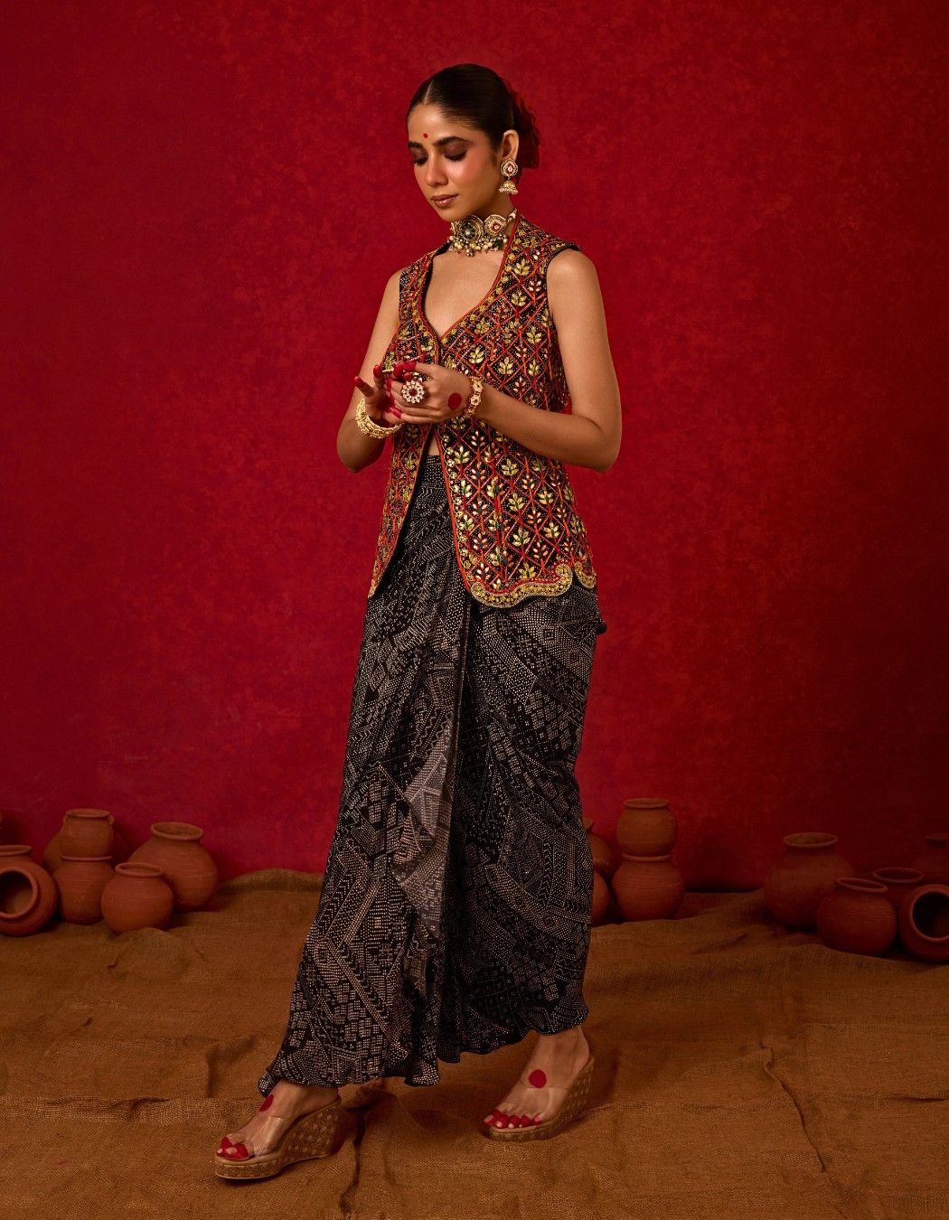 Waistcoast with Drape Skirt