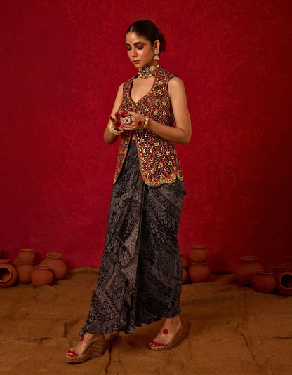 Waistcoast with Drape Skirt