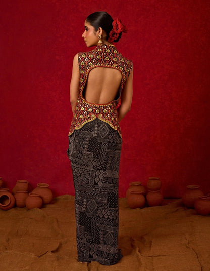 Waistcoast with Drape Skirt