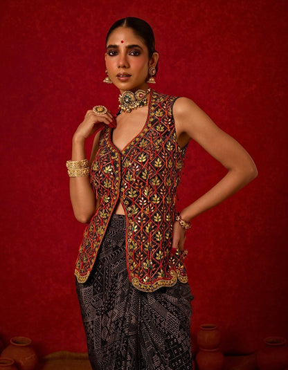 Waistcoast with Drape Skirt