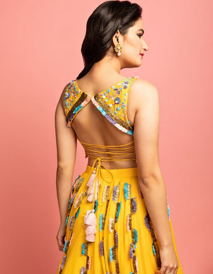 Yellow Ankle Length Lehenga Choli